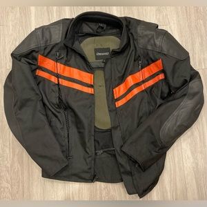 Orange Black Shadow Motorcycle Jacket Mens Large With Padding Protection